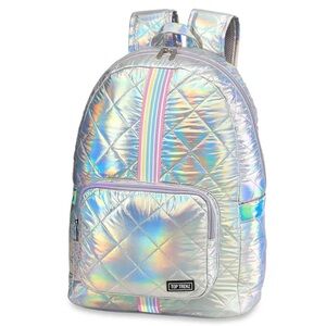 NWT Top Trenz Iridescent Diamond Stitch Puffer Backpack